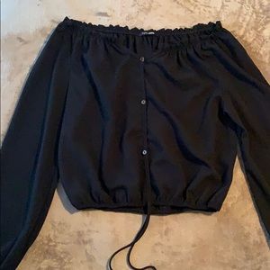 Fashion Nova Black Off-shoulder Crop Top